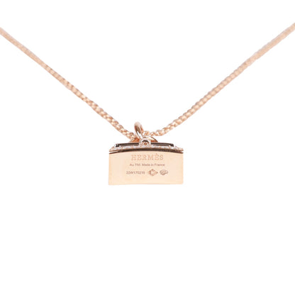 Hermes 18k Rose Gold Diamond Kelly Amulettes Pendant Necklace