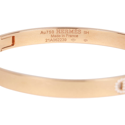 Hermes 18k Rose Gold Diamond H D'Ancre Bracelet