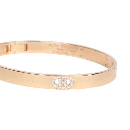 Hermes 18k Rose Gold Diamond H D'Ancre Bracelet