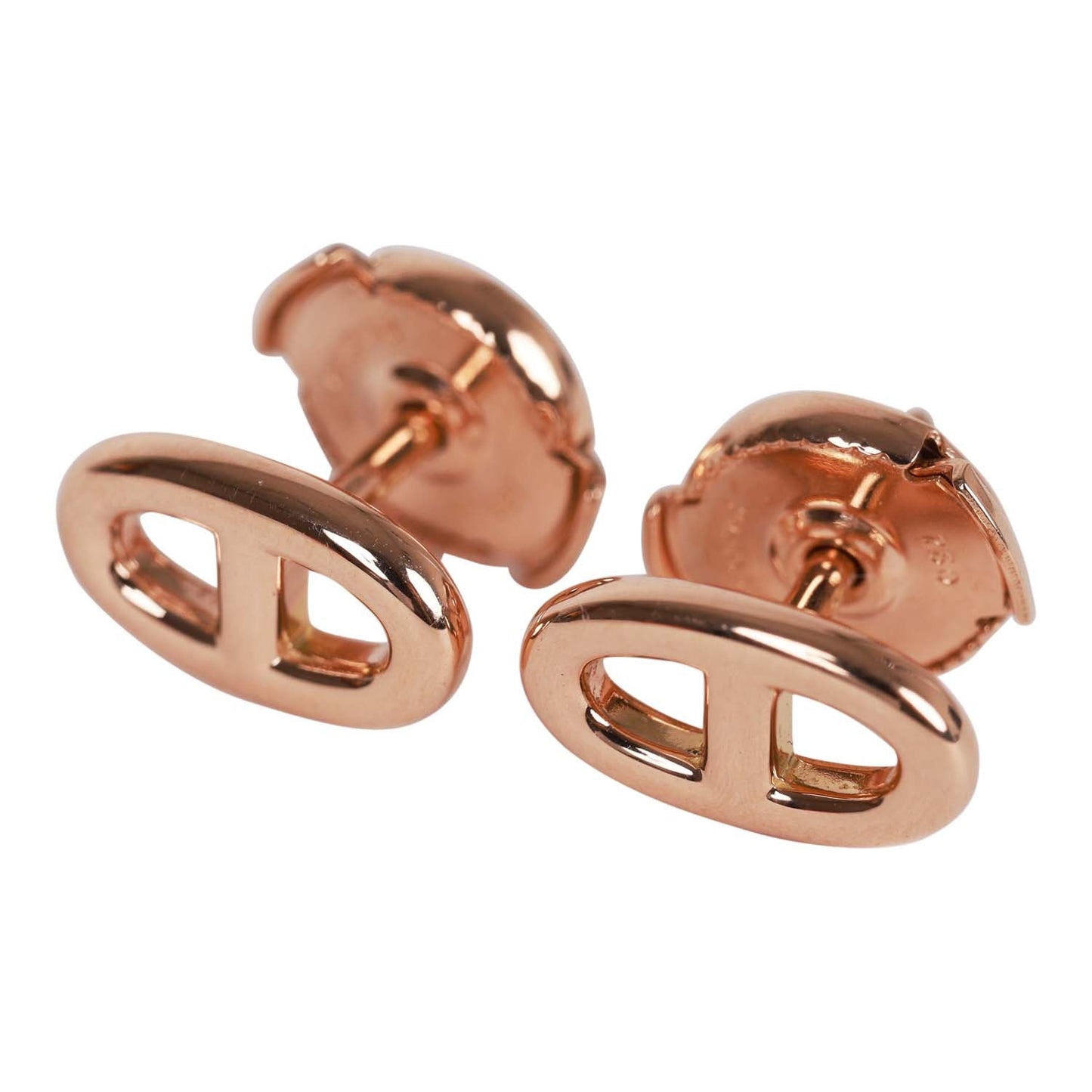 Hermes 18K Rose Gold Chain D'Ancre TPM Earrings