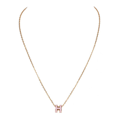 Hermes Rose Dragee Mini Pop H Pendant Necklace