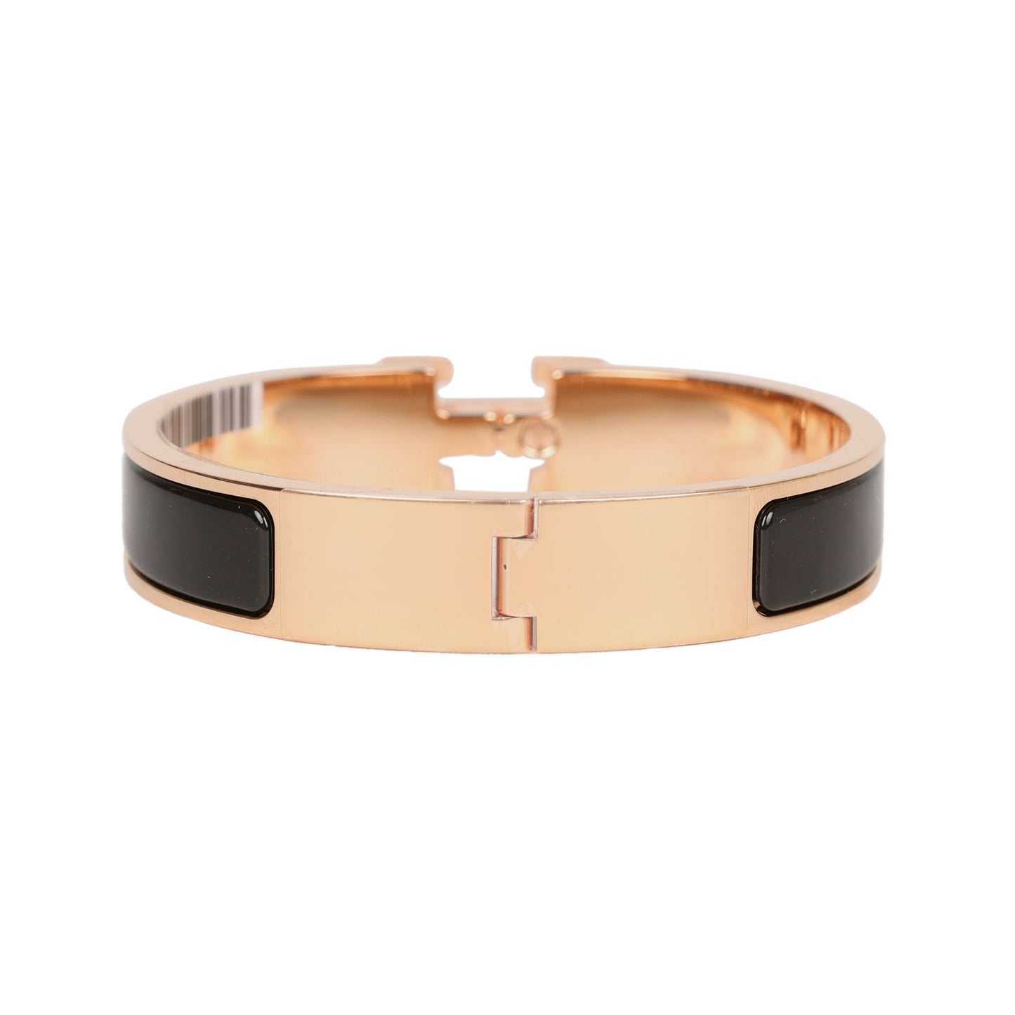 Hermes Black Clic Clac H Narrow Enamel Bracelet PM Gold Hardware