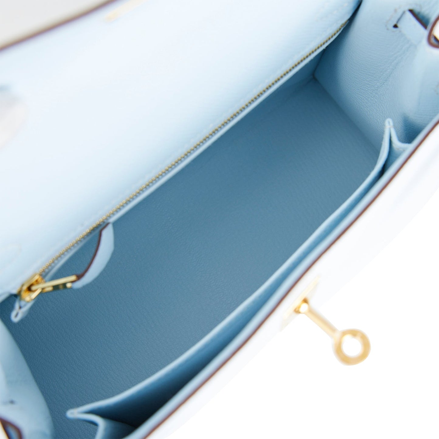 Hermes Kelly Sellier 25 Bleu Brume Epsom Gold Hardware