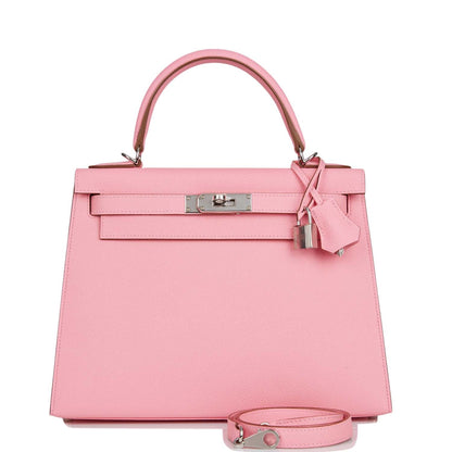 Hermes Kelly Sellier 28 Rose Confetti Epsom Palladium Hardware