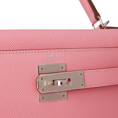 Hermes Kelly Sellier 28 Rose Confetti Epsom Palladium Hardware