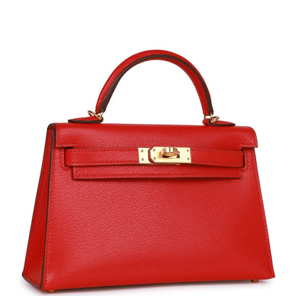 Hermes Kelly Sellier 20 Rouge de Coeur Chevre Gold Hardware