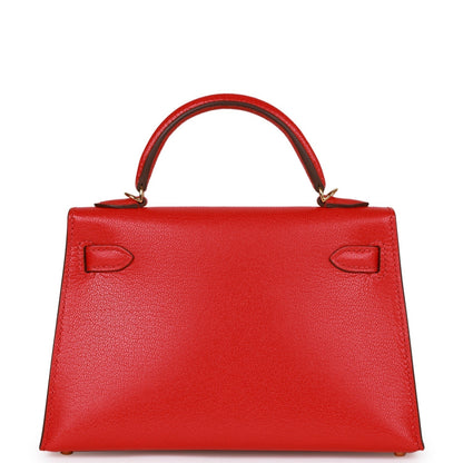 Hermes Kelly Sellier 20 Rouge de Coeur Chevre Gold Hardware