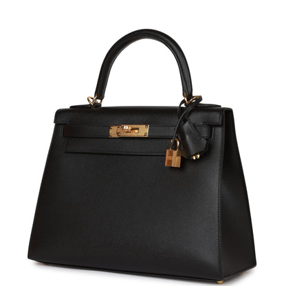 Hermes Kelly Sellier 28 Black Madame Gold Hardware