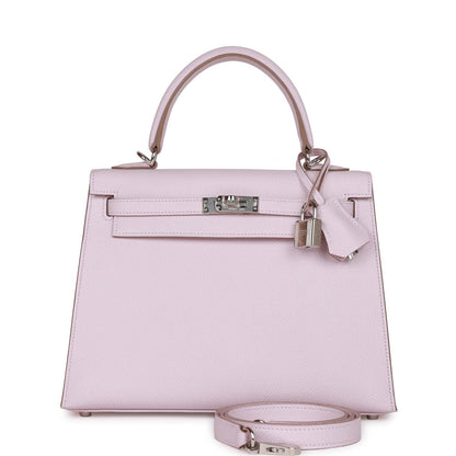 Hermes Kelly Sellier 25 Mauve Pale Epsom Palladium Hardware