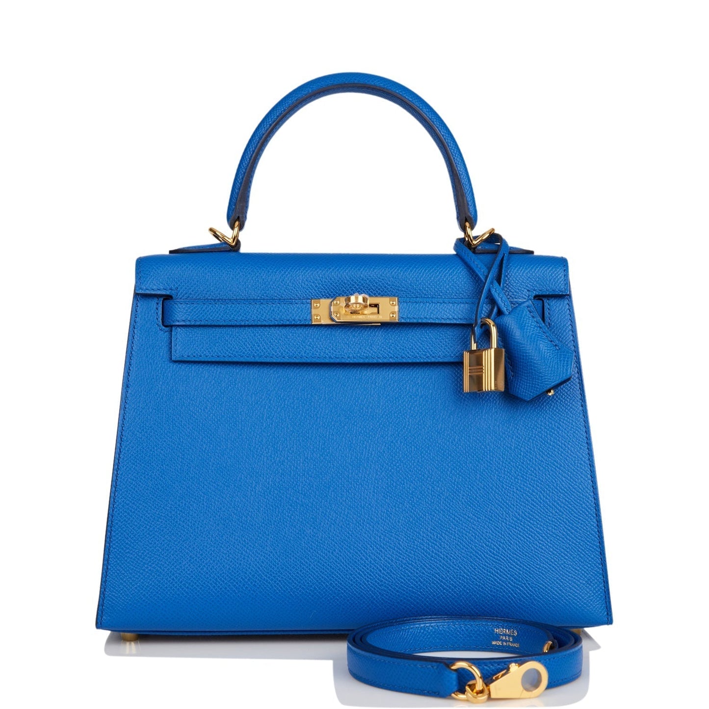 Hermes Kelly Sellier 25 Bleu France Epsom Gold Hardware