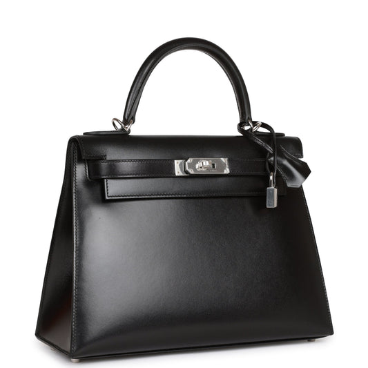 Hermes Kelly Sellier 28 Black Box Palladium Hardware