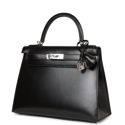 Hermes Kelly Sellier 28 Black Box Palladium Hardware