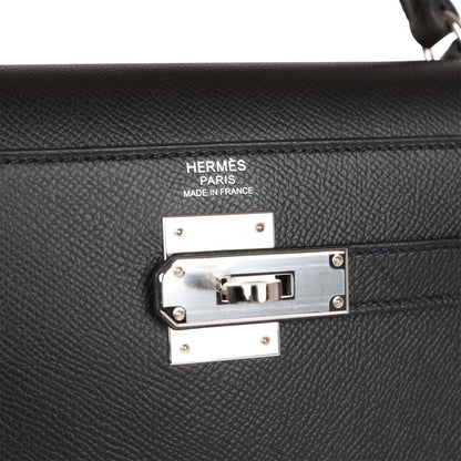 Hermes Kelly Sellier 32 Black Epsom Palladium Hardware