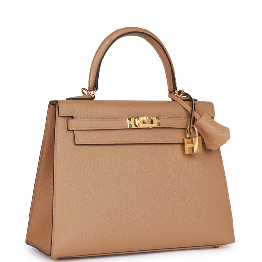 Hermes Kelly Sellier 25 Chai Epsom Gold Hardware