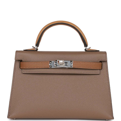 Hermes Kelly Sellier 20 Tricolor Etoupe, Alezan and Biscuit Epsom Palladium Hardware