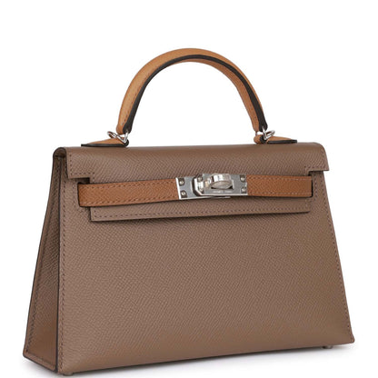 Hermes Kelly Sellier 20 Tricolor Etoupe, Alezan and Biscuit Epsom Palladium Hardware