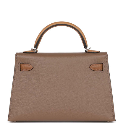 Hermes Kelly Sellier 20 Tricolor Etoupe, Alezan and Biscuit Epsom Palladium Hardware