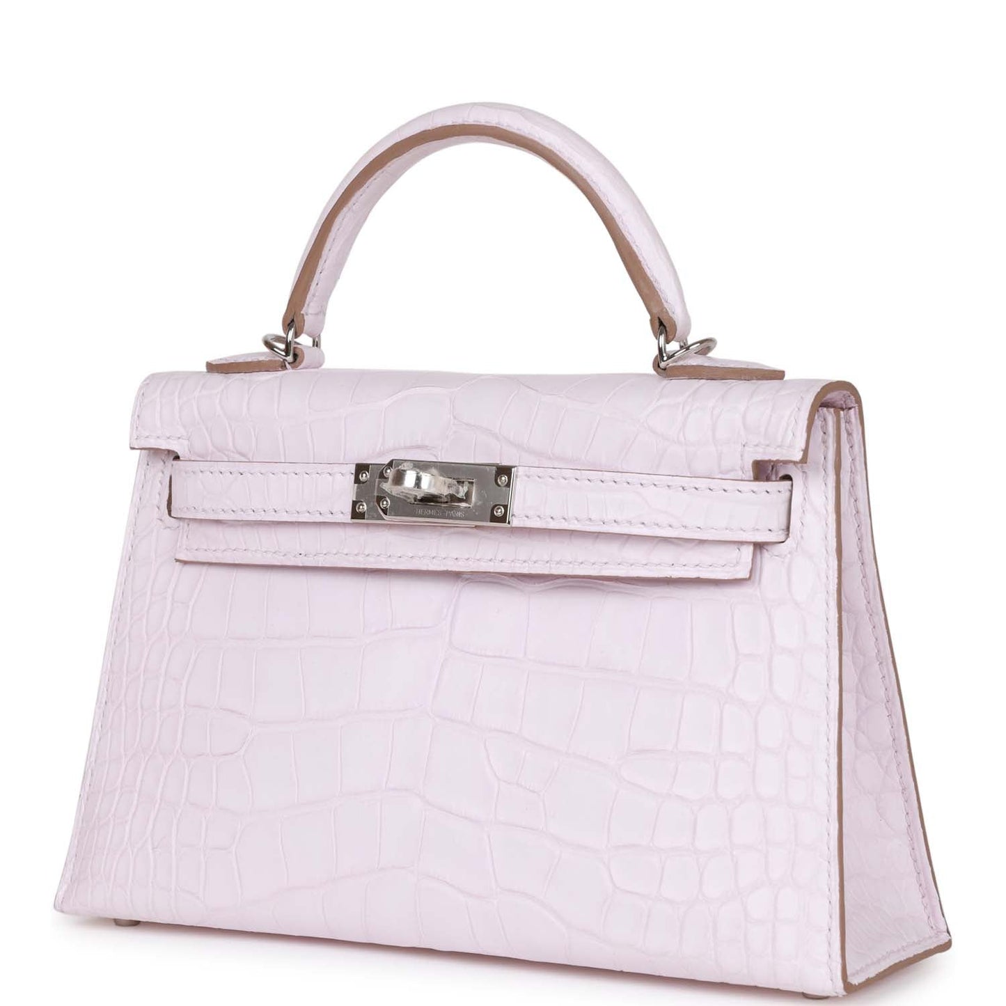 Hermes Kelly Sellier 20 Mauve Pale Satin Boreal Alligator Palladium Hardware