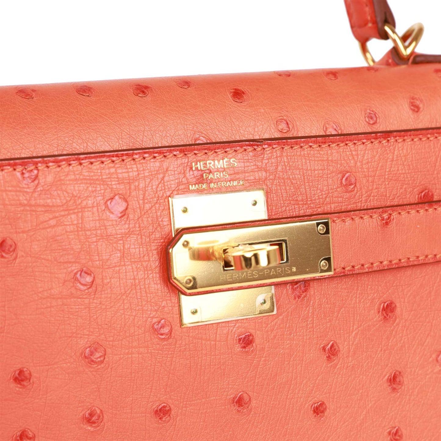 Hermes Kelly Sellier 28 Tangerine Ostrich Gold Hardware