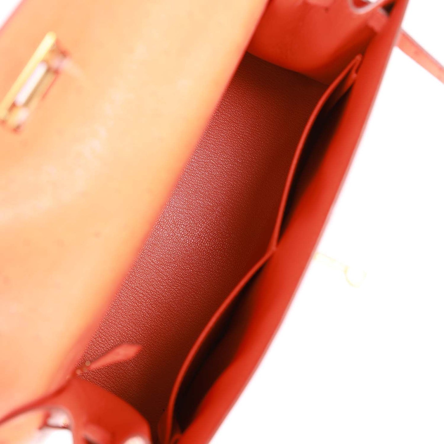 Hermes Kelly Sellier 28 Tangerine Ostrich Gold Hardware