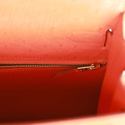 Hermes Kelly Sellier 28 Tangerine Ostrich Gold Hardware