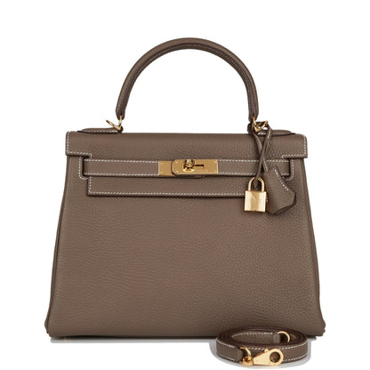 Hermes Kelly Retourne 28 Etoupe Clemence Gold Hardware