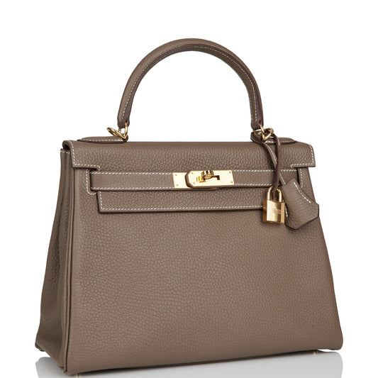 Hermes Kelly Retourne 28 Etoupe Clemence Gold Hardware