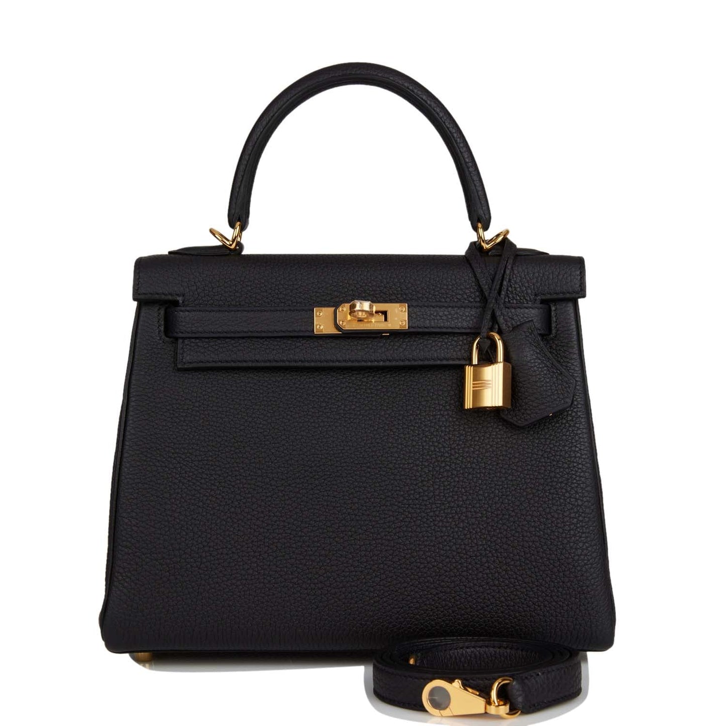 Hermes Kelly Retourne 25 Black Togo Gold Hardware