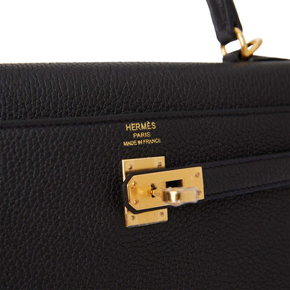 Hermes Kelly Retourne 25 Black Togo Gold Hardware