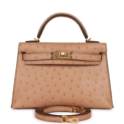 Hermes Kelly Sellier 20 Chai Ostrich Gold Hardware