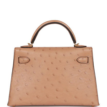 Hermes Kelly Sellier 20 Chai Ostrich Gold Hardware