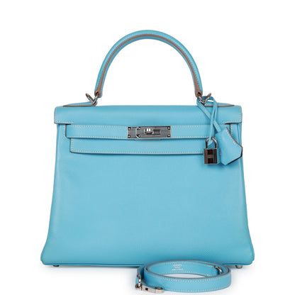 Hermes Kelly Retourne 28 Celeste Candy Epsom Palladium Hardware