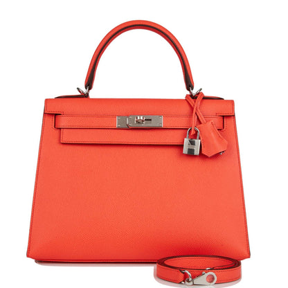 Hermes Kelly Sellier 28 Rose Texas Epsom Palladium Hardware