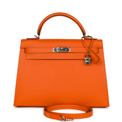 Hermes Kelly Sellier 32 Feu Epsom Palladium Hardware