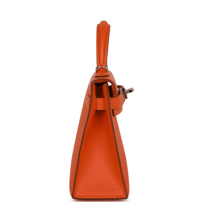 Hermes Kelly Sellier 20 Orange Epsom Palladium Hardware