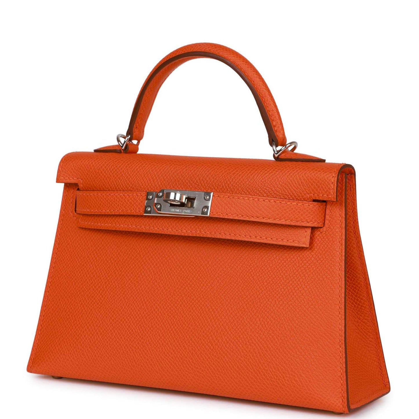 Hermes Kelly Sellier 20 Orange Epsom Palladium Hardware