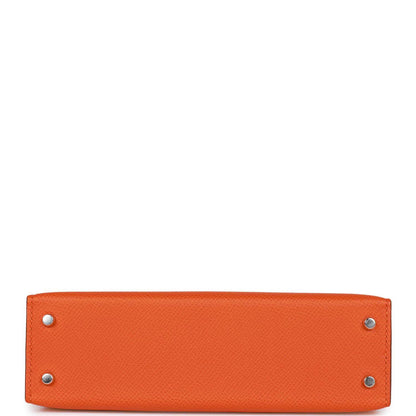 Hermes Kelly Sellier 20 Orange Epsom Palladium Hardware