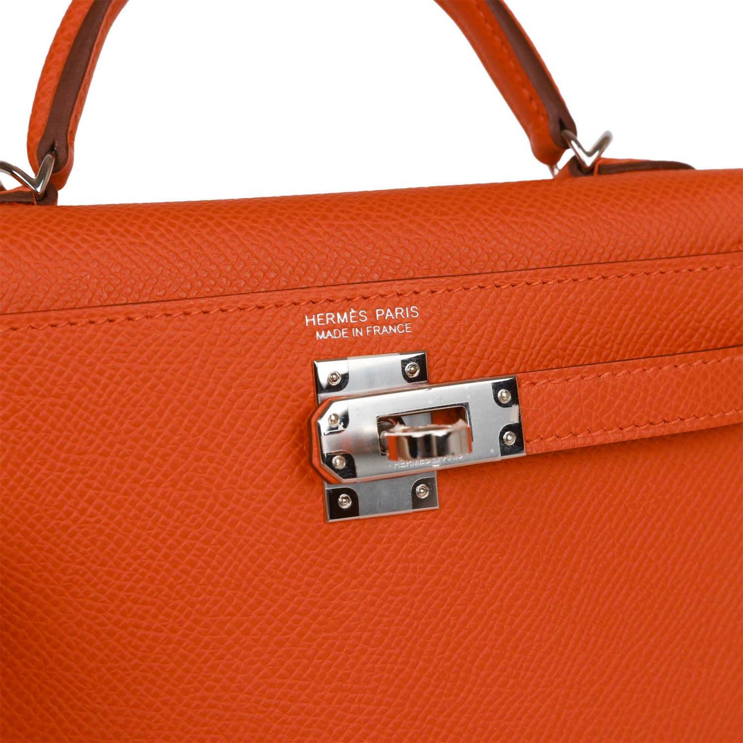 Hermes Kelly Sellier 20 Orange Epsom Palladium Hardware