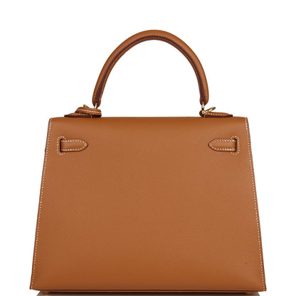 Hermes Kelly Sellier 25 Gold Epsom Gold Hardware