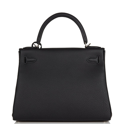 Hermes Kelly Retourne 28 Black Togo Palladium Hardware