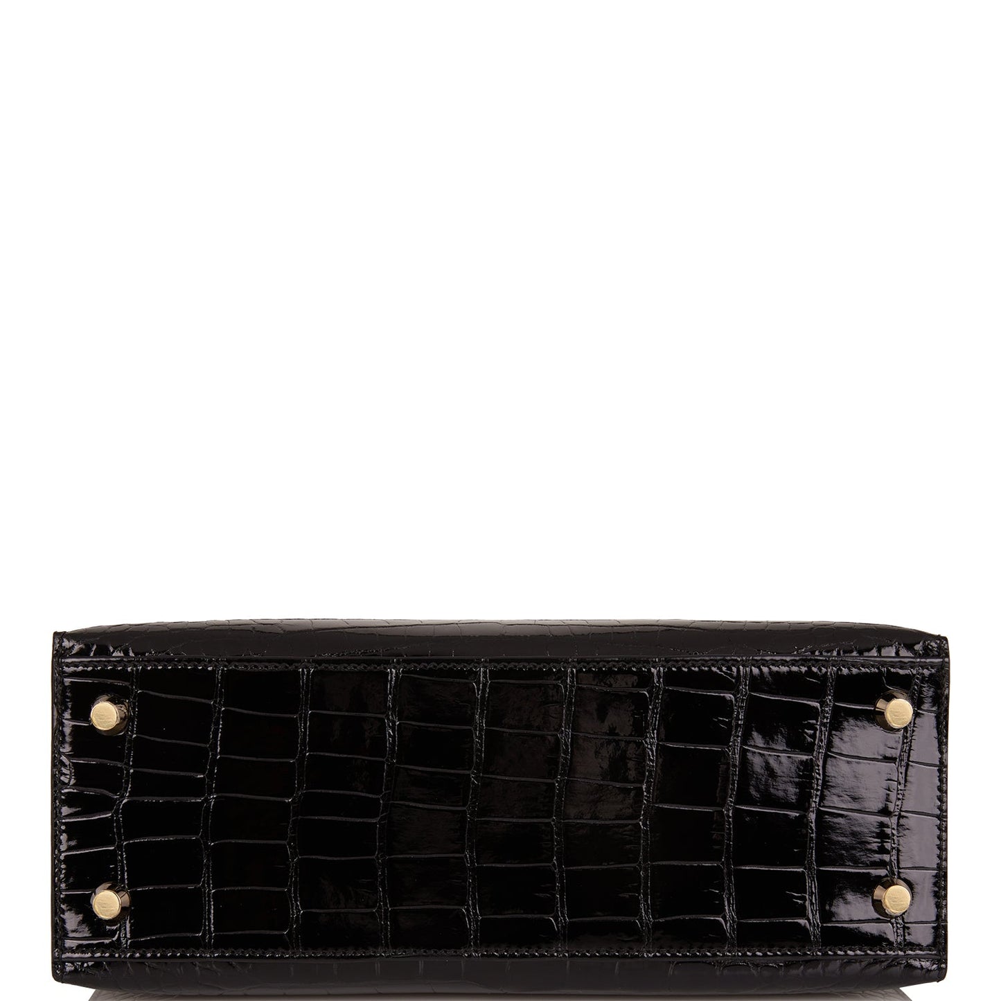 Hermes Kelly Sellier 25 Black Shiny Alligator Gold Hardware