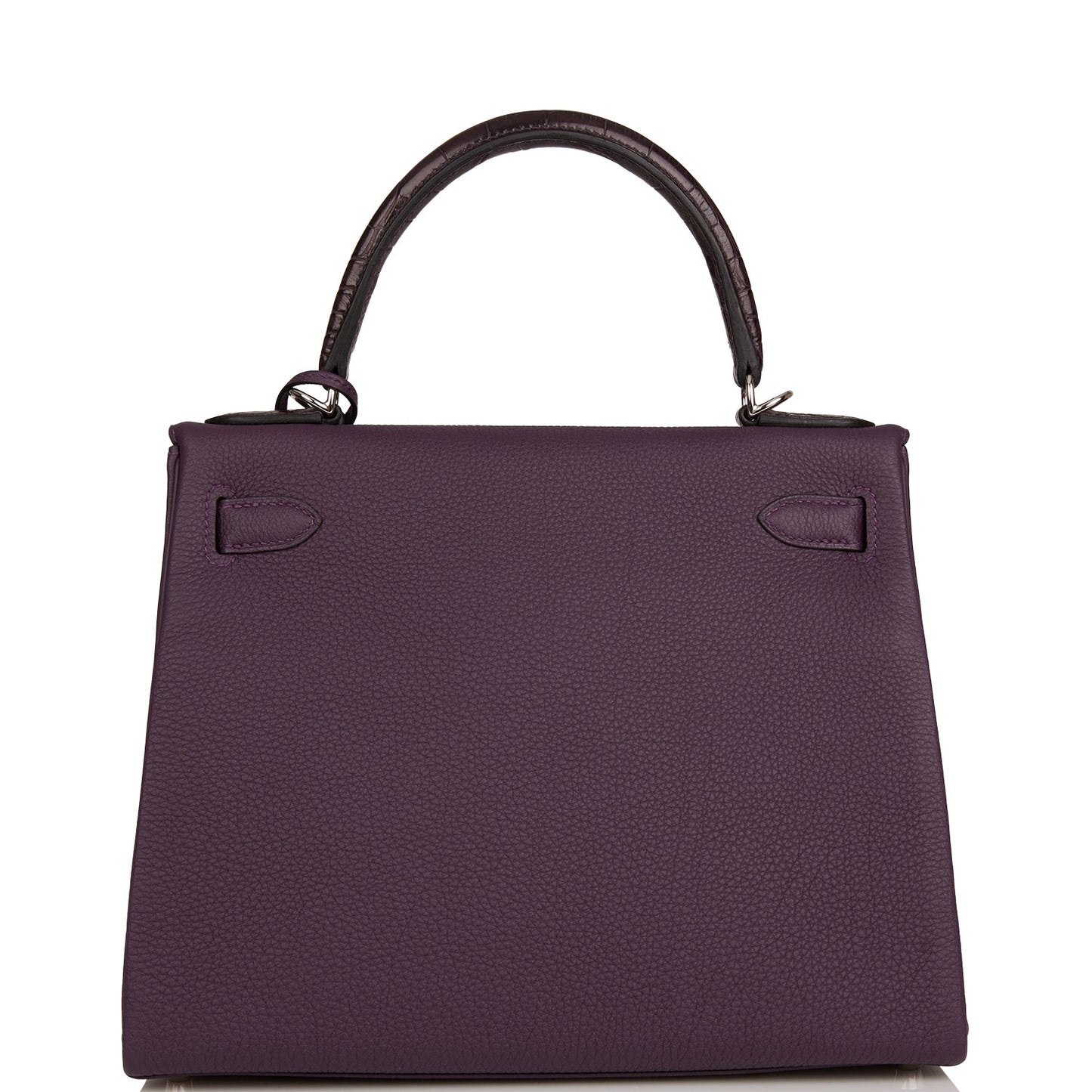 Hermes Kelly Retourne 28 Raisin Togo and Prunoir Alligator Touch Palladium Hardware