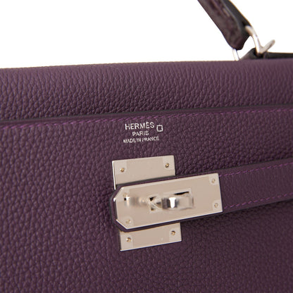 Hermes Kelly Retourne 28 Raisin Togo and Prunoir Alligator Touch Palladium Hardware