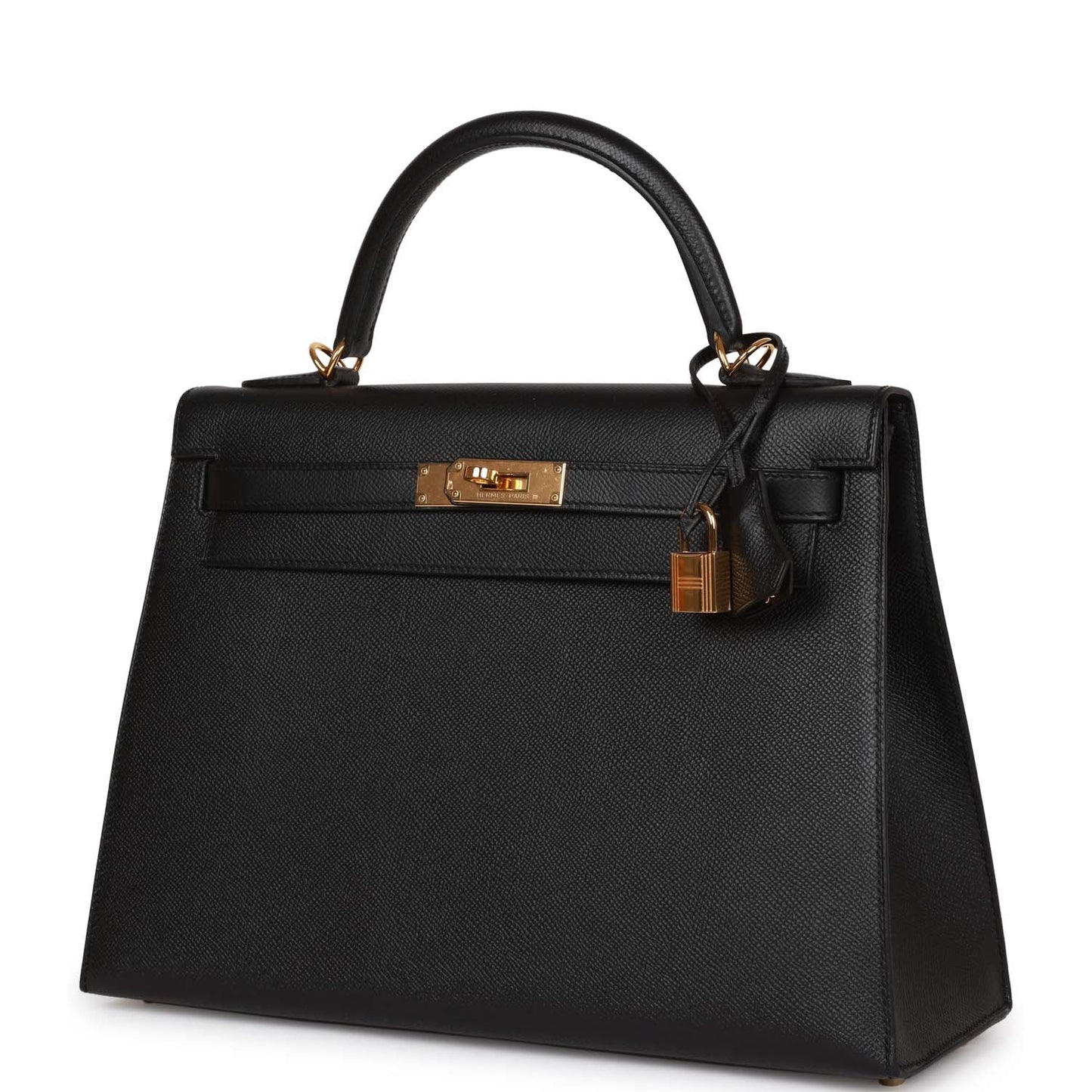 Hermes Kelly Sellier 32 Black Epsom Gold Hardware