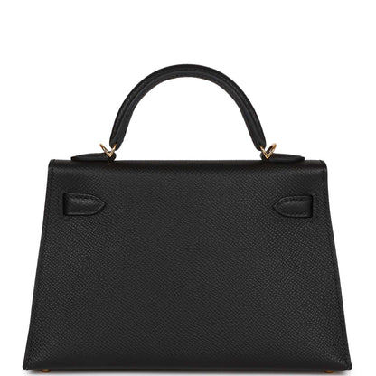 Hermes Kelly Sellier 20 Black Epsom Gold Hardware