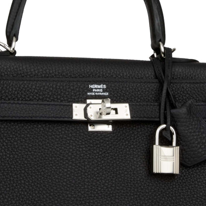 Hermes Kelly Retourne 25 Black Togo Palladium Hardware