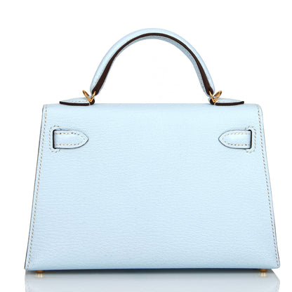 Hermes Kelly Sellier 20 Bleu Brume Chevre Gold Hardware