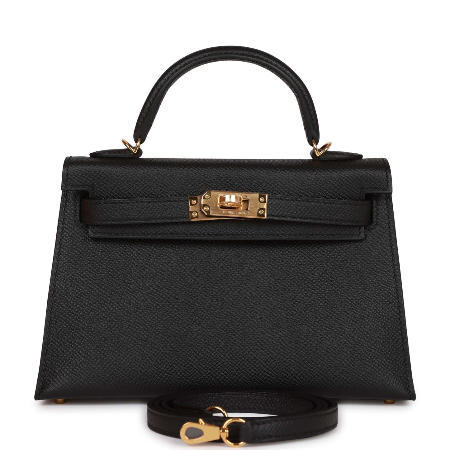 Hermes Kelly Sellier 20 Black Epsom Gold Hardware