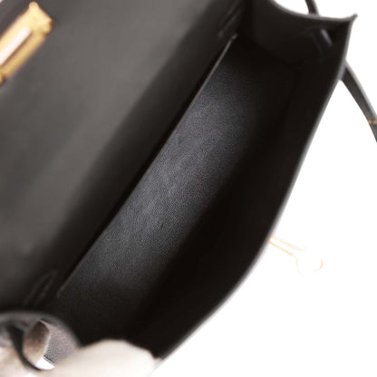 Hermes Kelly Sellier 20 Black Epsom Gold Hardware