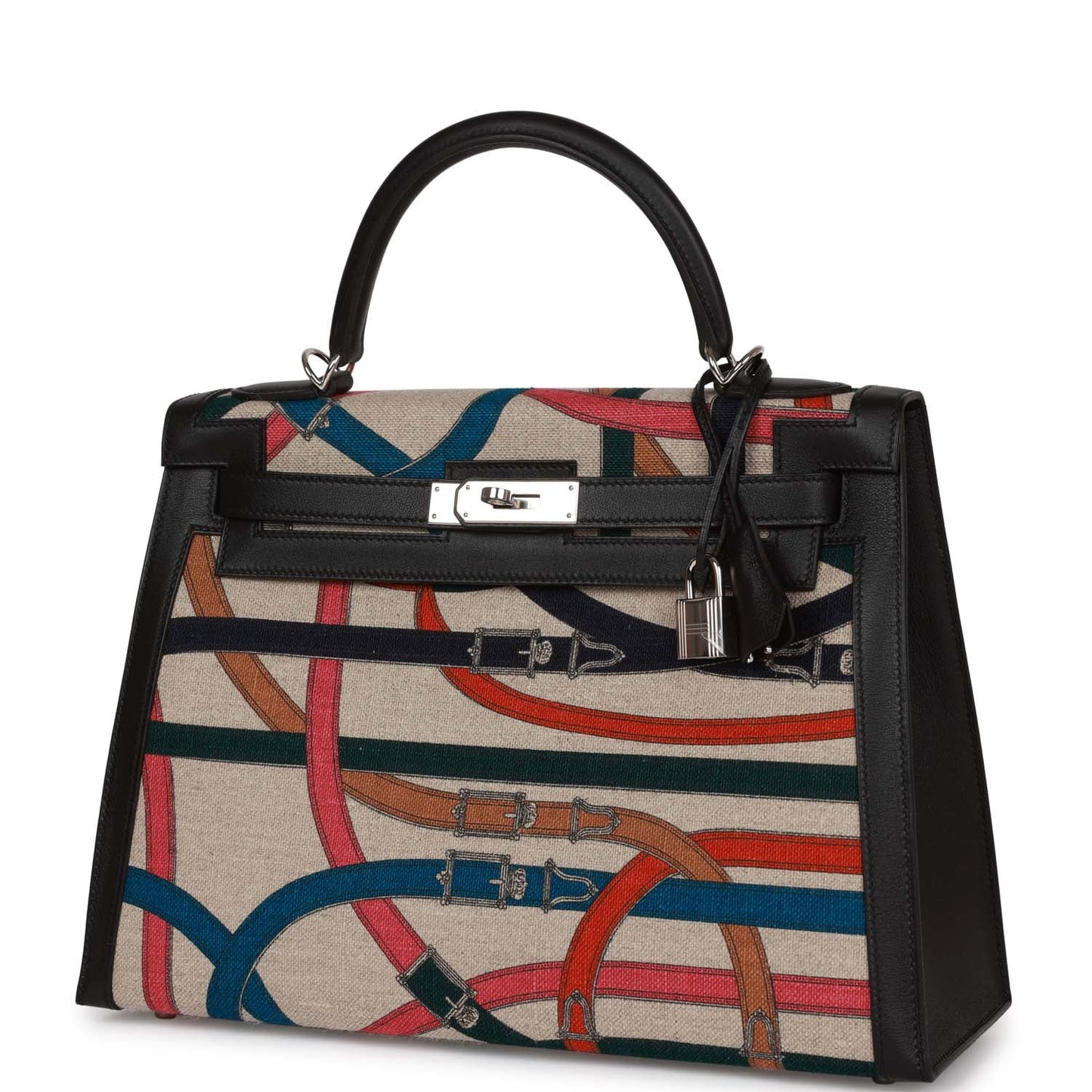 Hermes Kelly Sellier 32 Toile de Camp Cavalcadour Palladium Hardware